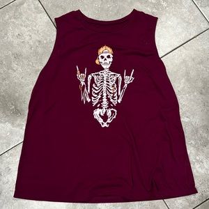 Women’s Maroon Skeleton Muscle Tank
